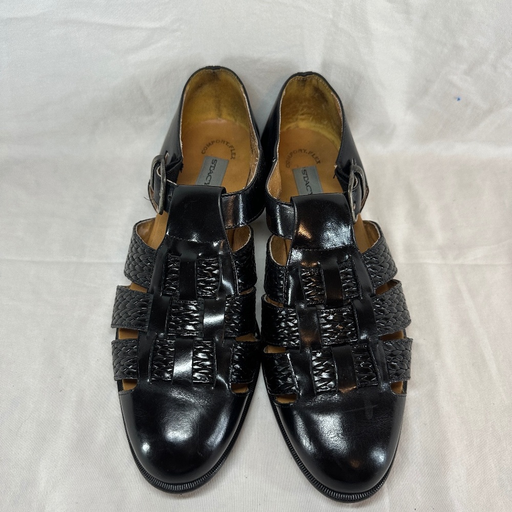 Stacy Adams Shoes Mens Size 9.5 Black Woven Fisherman Buckle Dress Sandel